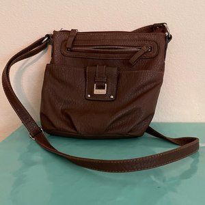 Women's Brown Vegan Cross-Body Purse with Zipper Closure by Stradda